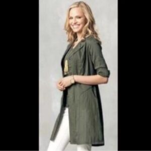 CAbi Olive Green Lightweight Duster Jacket